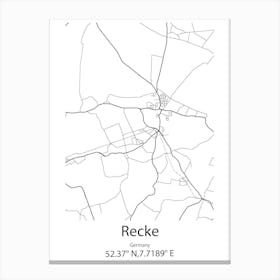 Recke,Germany Minimalist Map Canvas Print