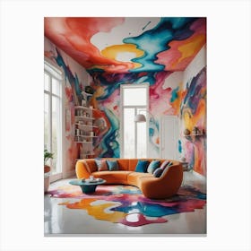 The Colorful Illusion of Home Colorful Living Room Canvas Print