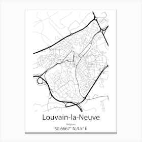 Louvain La Neuve,Belgium Minimalist Map Canvas Print