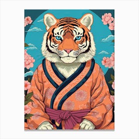 Tiger Illustrations Wearing A Kimono 4 Canvas Print