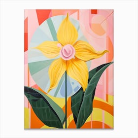 Daffodil 4 Hilma Af Klint Inspired Pastel Flower Painting Canvas Print