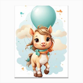 Cartoon Horse With Balloon Canvas Print