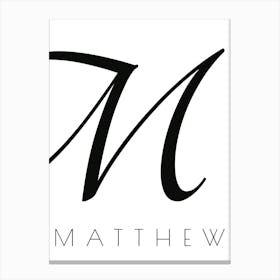 Matthew Typography Name Initial Word Canvas Print
