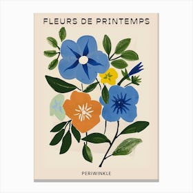 Spring Floral French Poster  Periwinkle 1 Canvas Print