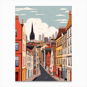 Retro Winter Illustration Edinburgh Scotland 3 Canvas Print