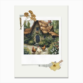 Scrapbook Cottage Chickens Fairycore Painting 2 Canvas Print