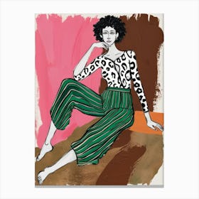 Woman In Leopard Pants 2 Canvas Print