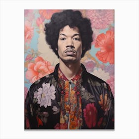 Jimi Hendrix Floral Portrait 4 Canvas Print