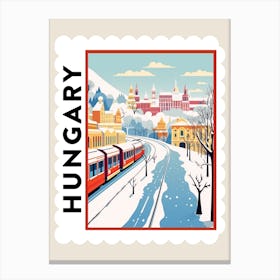 Retro Winter Stamp Poster Budapest Hungary Canvas Print