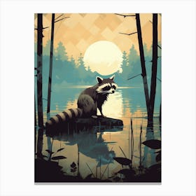 Raccoon Lakeside 1 Canvas Print