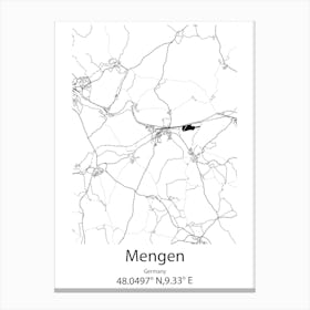 Mengen,Germany Minimalist Map Canvas Print