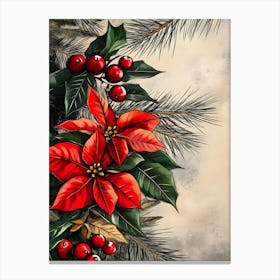 Christmas Poinsettia Canvas Print