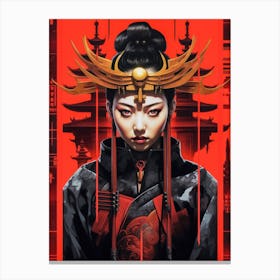 Geisha Girl with Red Eyes Canvas Print