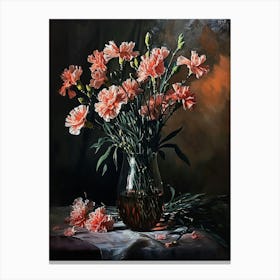 Baroque Floral Still Life Carnations 1 Canvas Print