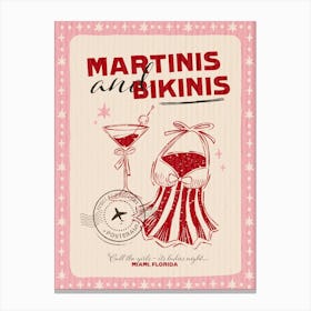 Martinis And Bikinis, Summer Lover Art Canvas Print