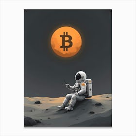 Bitcoin Astronaut Sitting On The Moon Canvas Print