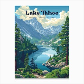 Lake Tahoe Nevada Digital Travel Art Canvas Print