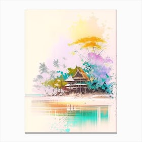 Koh Rong Cambodia Watercolour Pastel Tropical Destination Canvas Print