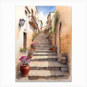 Watercolor Of Stairs Canvas Print