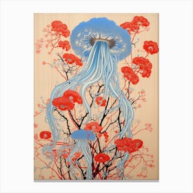 Turritopsis Dohrnii Importal Jellyfish Traditional Japanese Illustration 3 Canvas Print