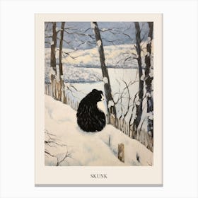 Vintage Winter Animal Painting Poster Skunk 1 Canvas Print