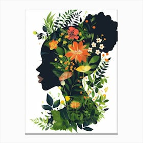 Portrait Of A Woman With Flowers 7 Canvas Print