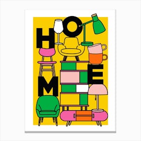 Colourful Retro Home Sweet Home Classic Furniture Art Print Canvas Print