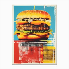 Retro Burger Risograph Inspired 3 Canvas Print