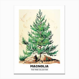 Magnolia Tree Storybook Illustration 3 Poster Canvas Print