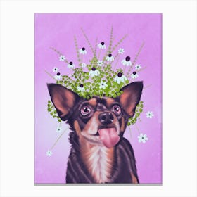 Tounge Out- Joy In , Whimsical Dog Portrait Canvas Print