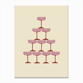 Pink & Red Champagne Prosecco Fountain Canvas Print