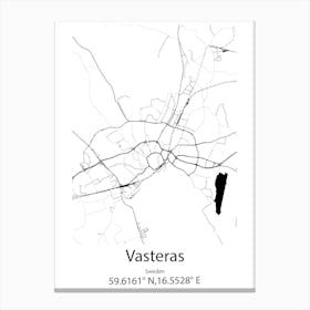 Vasteras,Sweden Minimalist Map Canvas Print