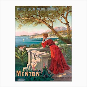 Menton, France, Woman On The Terrace Canvas Print