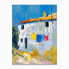 House With Clothesline Canvas Print