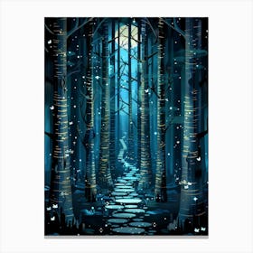 Forest Path At Night Canvas Print