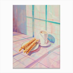 Pink Breakfast Food Cheese Straws 3 Canvas Print