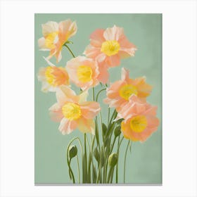 Bunch Of Daffodils Flowers Acrylic Painting In Pastel Colours 11 Canvas Print