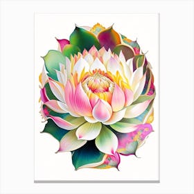 Sacred Lotus Decoupage 1 Canvas Print