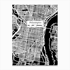 Philadelphia City Map — Hand-drawn map, vector black map Canvas Print