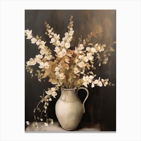 Snapdragon, Autumn Fall Flowers Sitting In A White Vase, Farmhouse Style 3 Canvas Print