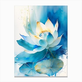 Blue Lotus Storybook Watercolour 3 Canvas Print