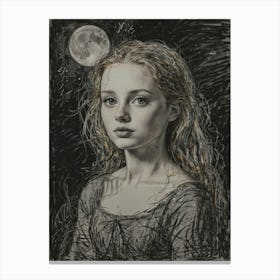 Girl With A Moon Canvas Print