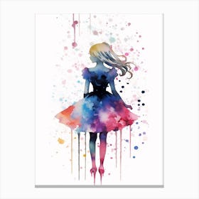 Alice In Wonderland Colourful Watercolour 3 Canvas Print