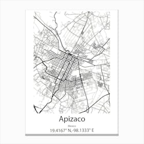 Apizaco,Mexico Minimalist Map Canvas Print