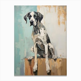 Great Dane Dog, Painting In Light Teal And Brown 2 Canvas Print