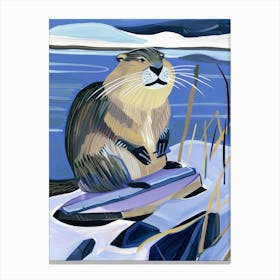 Beaver On Surfboard Canvas Print