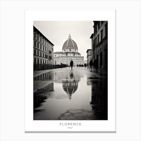 Poster Of Florence, Italy, Black And White Analogue Photography 1 Canvas Print