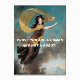 Prove you are a human and not a robot. Funny Typography Collage Canvas Print