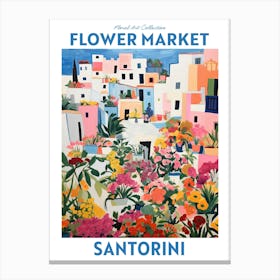 Santorini Greece Flower Market Floral Art Print Travel Print Plant Art Modern Style Canvas Print