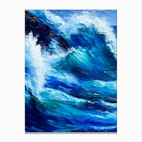 Rushing Water In Deep Blue Sea Water Waterscape Impressionism 1 Canvas Print